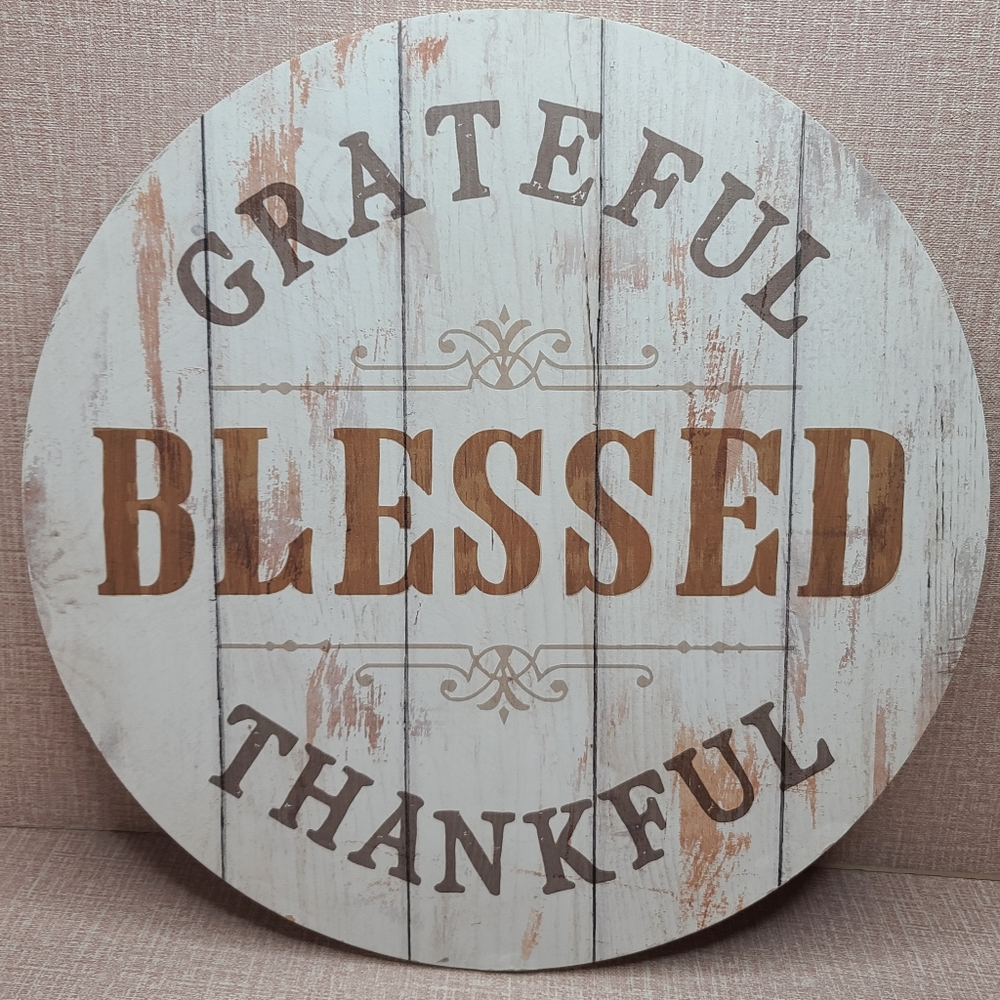 P. Graham Dunn Circle Barrel Wall Art Grateful Blessed Thankful